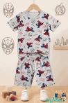 Spiderman Baskılı Kısa Kollu T-shirt Beli Lastikli Şort Alt Üst Takım 8-9-10-11-12 Yaş
