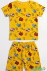 Dinozor Kaykay Baskılı Kısa Kollu T-shirt Beli Lastikli Şort Alt Üst Takım 4-6-8-10-12 Yaş