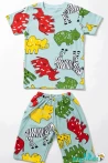 Zebra Fil Baskılı Kısa Kollu Beli Lastikli T-Shirt Şort Takım 4-8-6-10-12 Yaş