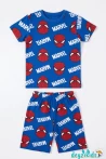 Spiderman Karekter Baskılı Kısa Kollu Bisiklet Yaka Beli Lastikli T-Shirt Şort Takım 3-4-5-6-7-8-9-10-11-12 Yaş