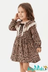 Leopar Desenli Dantel Yakalı Dıva Grıls Dress Elbise  2-3-4-5 Yaş -88