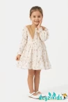 Çiçekli Dantel Yuvarlak Yaka Detaylı Fiyonklu Mıra Grıls Dress Elbise  2-3-4-5 Years 86