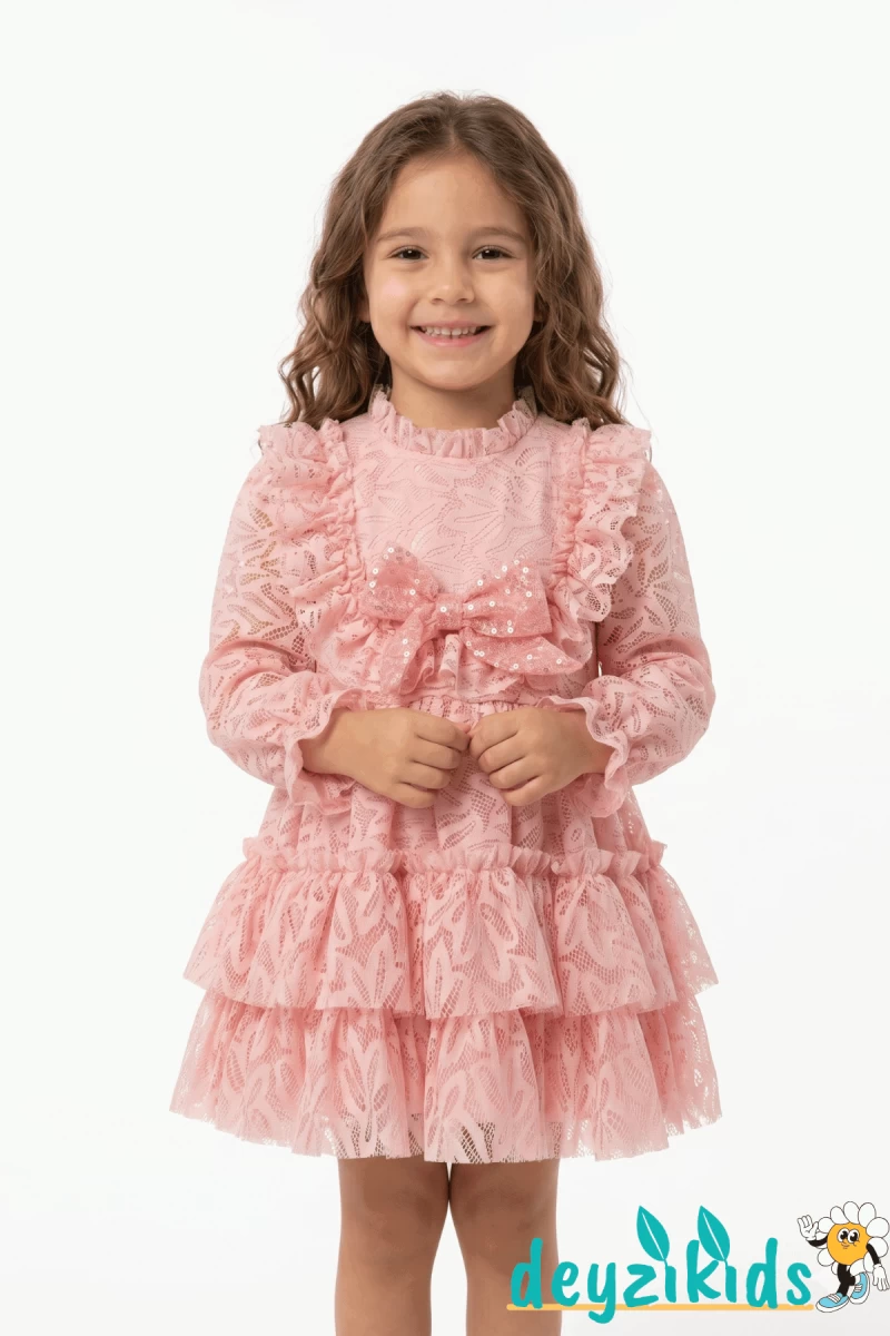 Dantel Fiyonklu Cleo Grıls Dress Elbise 2-3-4-5 Years 102