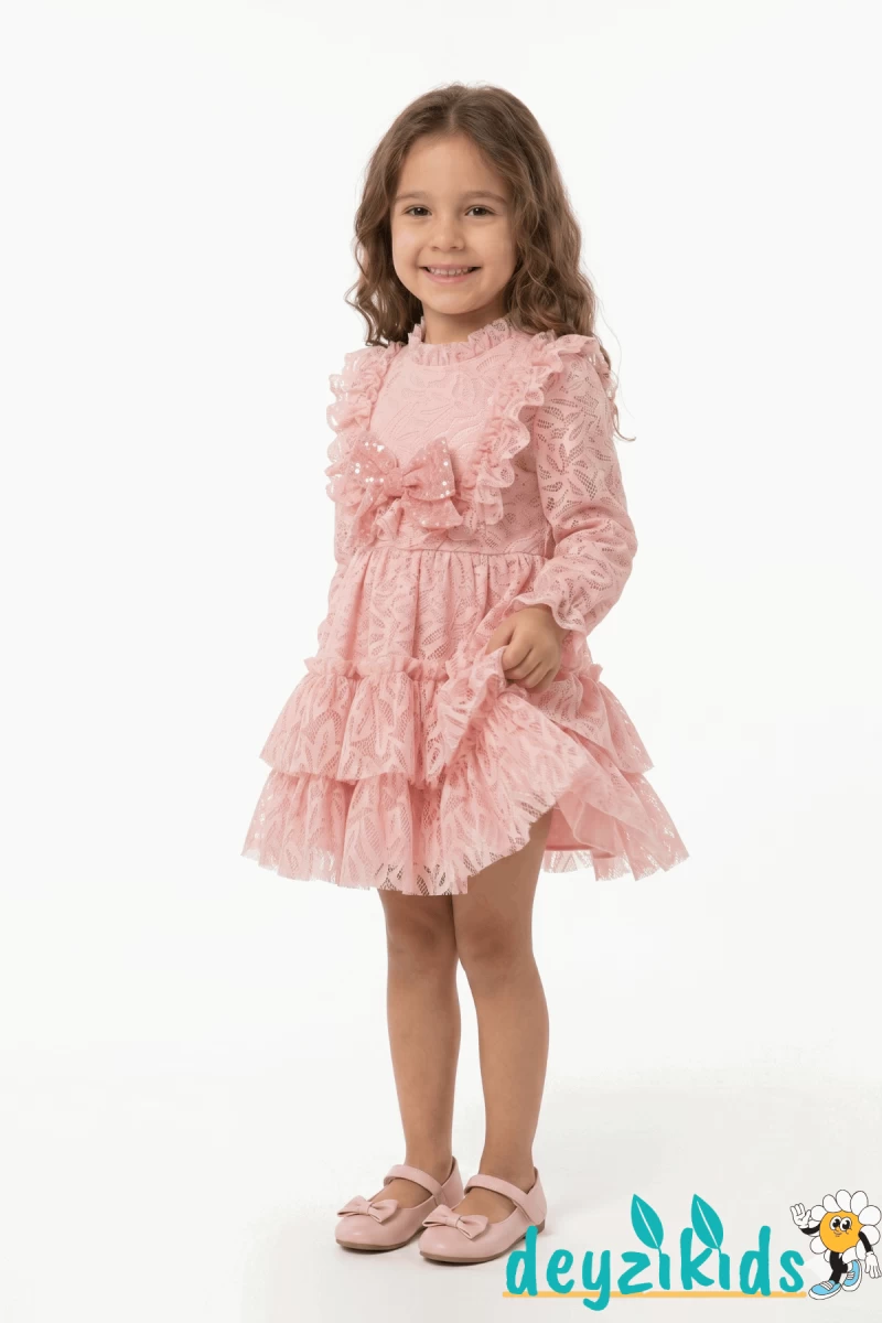 Dantel Fiyonklu Cleo Grıls Dress Elbise 2-3-4-5 Years 102