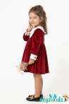 Yakalı Kadife Elbise Kol Detaylı Patrıcıa Gırls Dress Elbise  2-3-4-5 Years 104