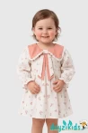 Çicekli Fiyonk Yakalı Louse Baby Dress Elbise 6-9/9-12/12-18/18-24 Aylık 84