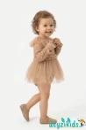 Dantelli Arkadan Fermualı Elbise Alttan Çıtçıtlı Cora BABY Romper Elbise 3-6/6-9/9-12/9-12 Aylık 100