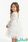 Dantel ve Tüllü Arkası Dekolteli Fiyonklu Nora Grıls Dress Elbise 2-3-4-5 Years 55