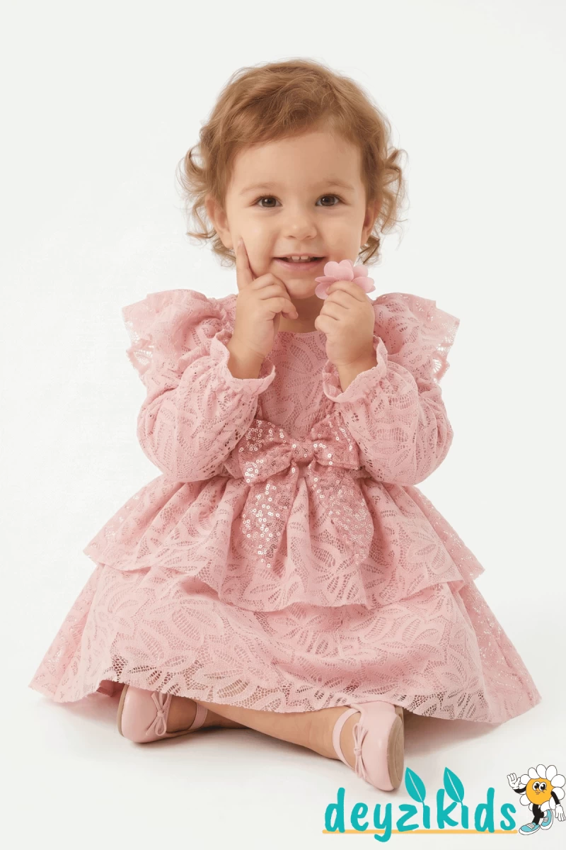 Dantel Fiyonklu Lola BABY Dress Elbise 6-9/9-12/12-18/18-24 Aylık 91