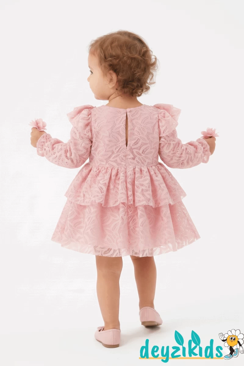 Dantel Fiyonklu Lola BABY Dress Elbise 6-9/9-12/12-18/18-24 Aylık 91