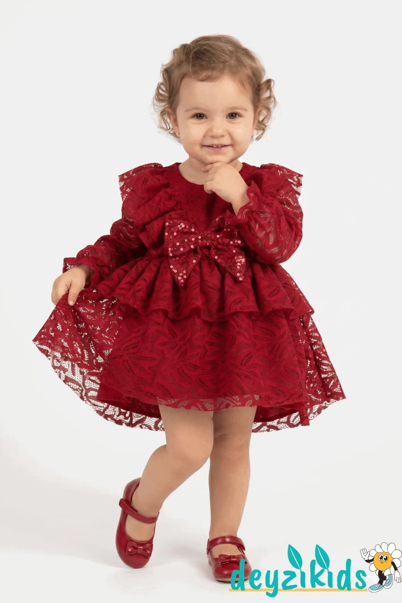 Dantel Fiyonklu Lola BABY Dress Elbise 6-9/9-12/12-18/18-24 Aylık 91