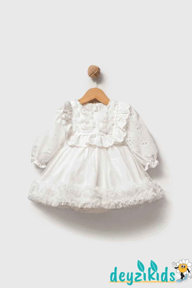 Dantelli Astarlı Yaka Detaylı Alttan Çıtçıtlı Aster Baby Romper Elbise 3-6/6-9/9-12/9-12 Aylık 103