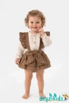 2'li Gömlek ve Çıtçıtlı Slopet Düğmeli Bethaney BABY Salopet Elbise 3-6/6-9/9-12/9-12 Aylık 98