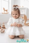 Dantelli Astarlı Yaka Detaylı Alttan Çıtçıtlı Aster Baby Romper Elbise 3-6/6-9/9-12/9-12 Aylık 103