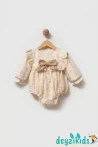 Fiyonklu Yaka Dantelli Detaylı Alttan Çıtçıtlı Astarlı Gale BABY romper Elbise 3-6/6-9/9-12/12-18 Aylık 94