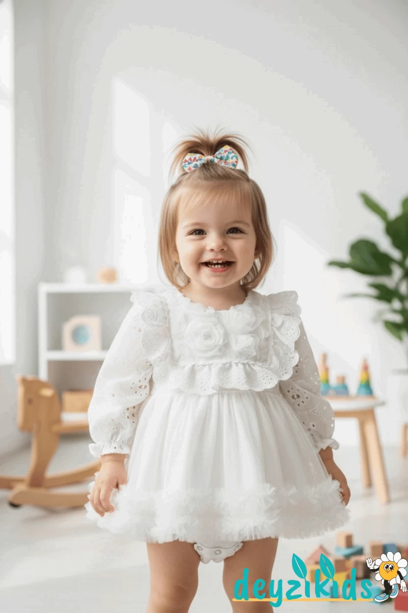 Dantelli Astarlı Yaka Detaylı Alttan Çıtçıtlı Aster Baby Romper Elbise 3-6/6-9/9-12/9-12 Aylık 103