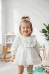 Dantelli Astarlı Yaka Detaylı Alttan Çıtçıtlı Aster Baby Romper Elbise 3-6/6-9/9-12/9-12 Aylık 103