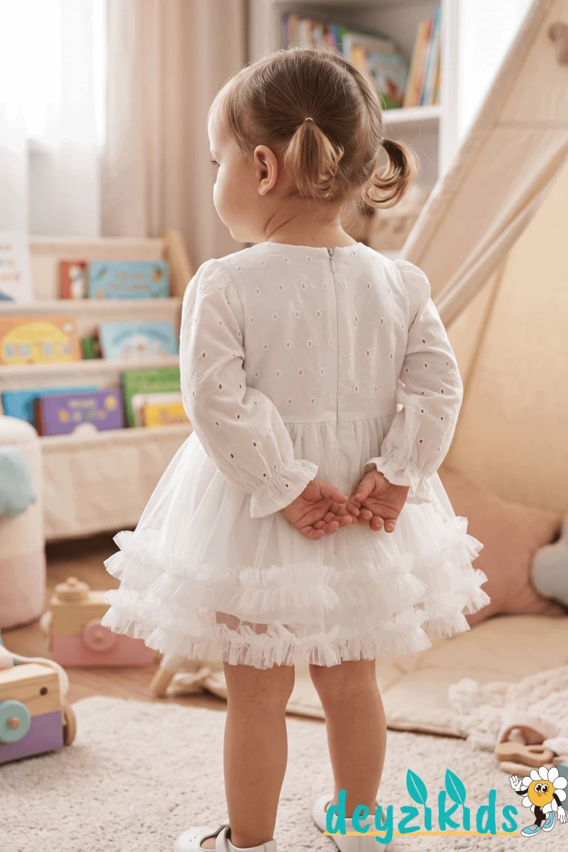 Dantelli Astarlı Yaka Detaylı Alttan Çıtçıtlı Aster Baby Romper Elbise 3-6/6-9/9-12/9-12 Aylık 103
