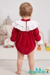Yaka Detaylı Fiyonklu Alttan Çıtçıtlı Kadife Brıella BABY Romper Dress Elbise 3-6/6-9/9-12/9-12 Aylık 97