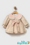 Çiçekli Dantel Yuvarlak Yaka Detaylı Fiyonklu Betty Baby Dress Elbise 6-9/9-12/12-18/18-24 Years 95