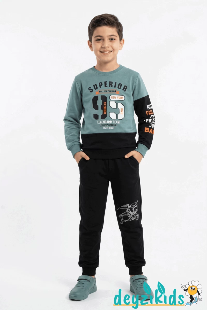 Mevsimlik 95 New York Baskılı Sweat Eşorfman Alt Üst Takım 3-4-5-6-7-8 Yaş m01130