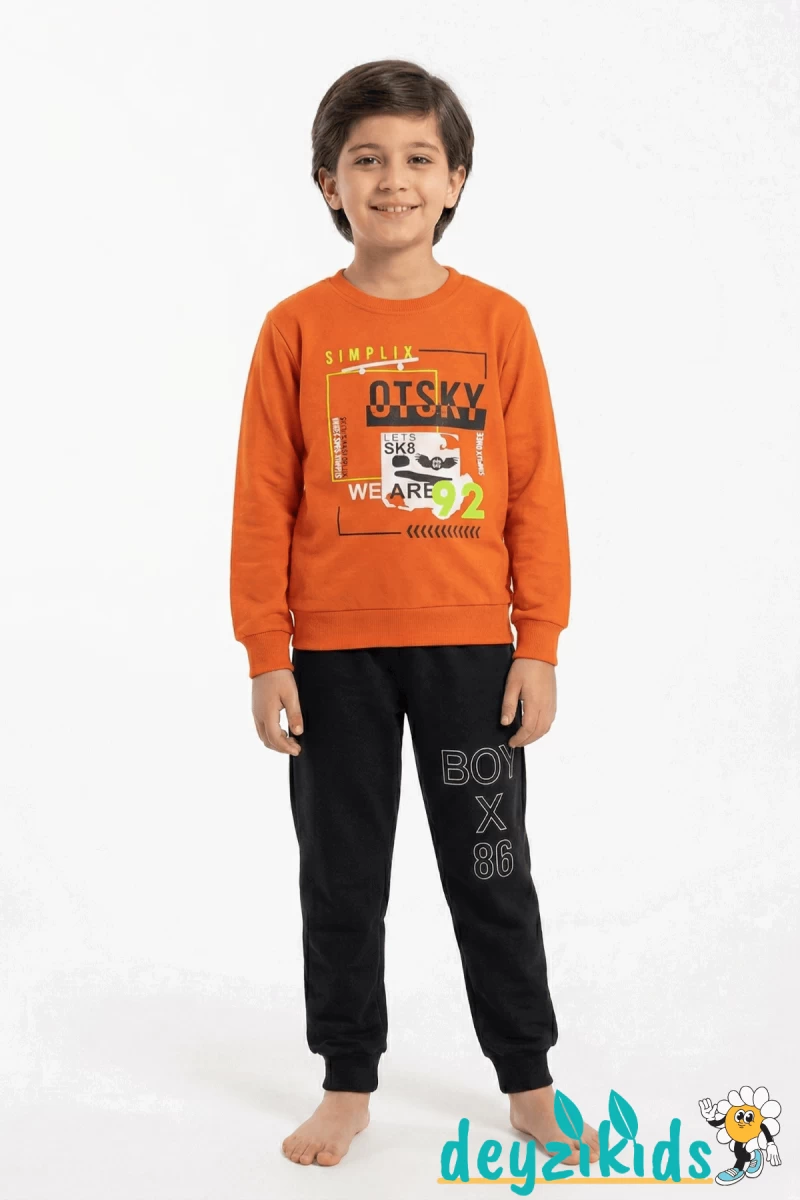 Mevsimlik Sımplıx Baskılı Sweat Eşorfman Alt Üst Takım 3-4-5-6-7-8 Yaş m01130