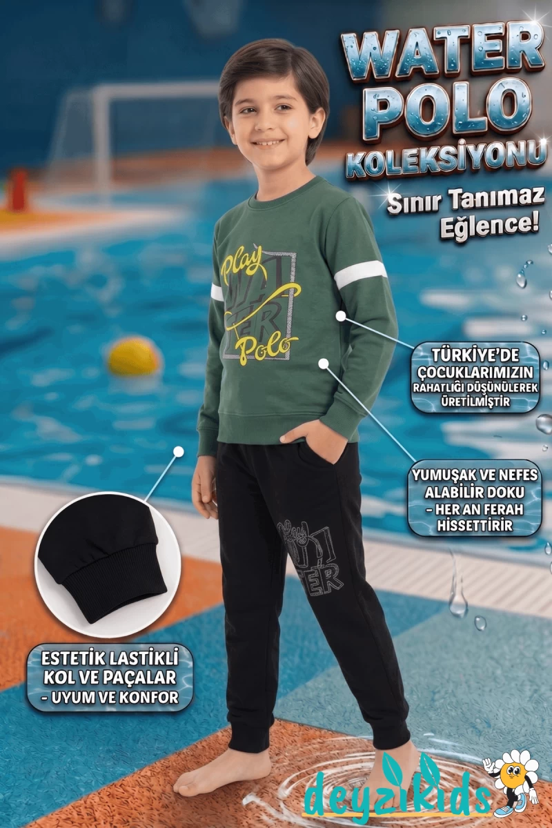 Mevsimlik Play Baskılı Sweat Eşorfman Alt Üst Takım 3-4-5-6-7-8 Yaş m01130