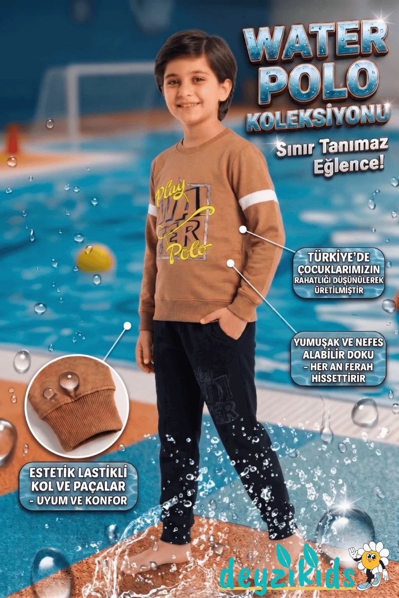 Mevsimlik Play Baskılı Sweat Eşorfman Alt Üst Takım 3-4-5-6-7-8 Yaş m01130