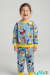 Love Mickey Mouse Baskılı Çizgi Karakter Pijama Mevsimlik Uzun Kollu Takımı 3-4-5-6-7-8-9-10-11-12 Yaş