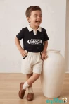 Cinesta Baskılı Yaka Kısa Kollu Esnek Kumaş Yaka T-shirt Beli Lastikli Short Alt Üst Yaz Takım 3-4-5-6-7-8-9-10-11-12 Yaş