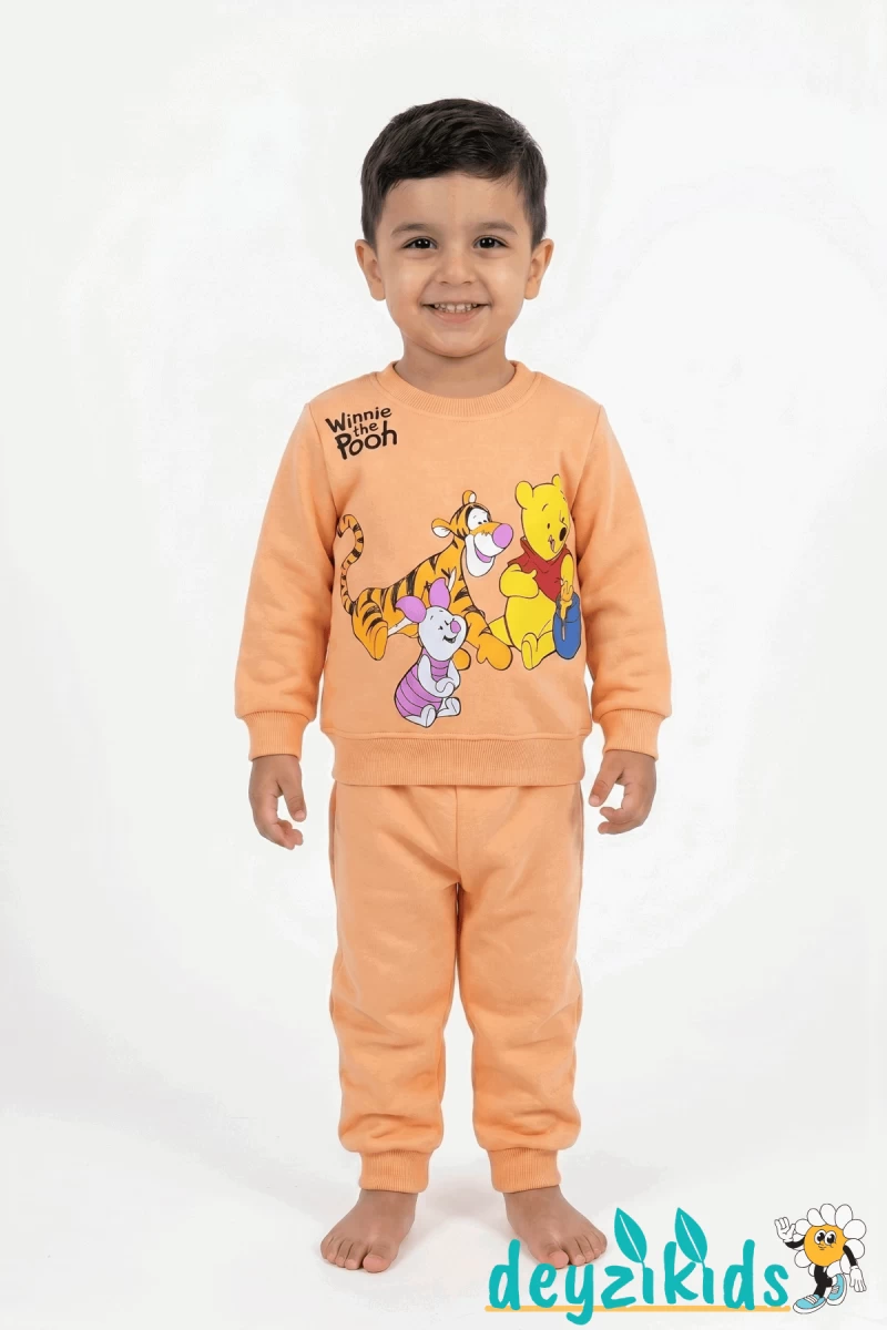 Winnie the Pooh Ayı ve Kaplan Baskılı Renkli 2 İp Uzun Kollu Mevsimlik Alt Üst Takım  24 Aylık 2-3-4-5-6- Yaş