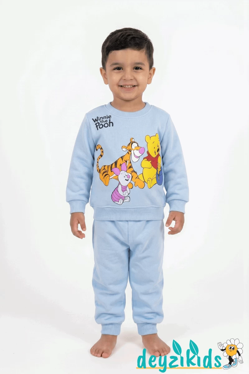 Winnie the Pooh Ayı ve Kaplan Baskılı Renkli 2 İp Uzun Kollu Mevsimlik Alt Üst Takım  24 Aylık 2-3-4-5-6- Yaş