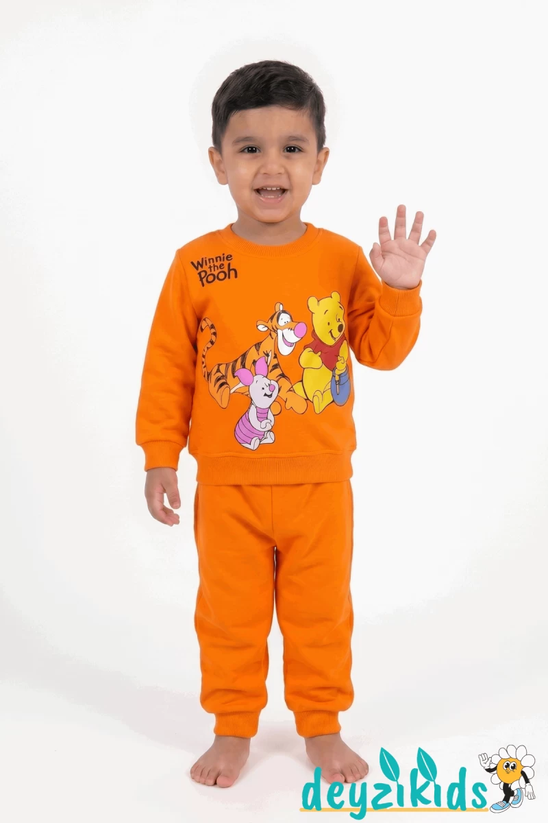 Winnie the Pooh Ayı ve Kaplan Baskılı Renkli 2 İp Uzun Kollu Mevsimlik Alt Üst Takım  24 Aylık 2-3-4-5-6- Yaş