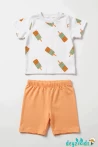Twister Dondurma Baskılı Yuvarlak Bisiklet Yaka Kısa Kollu Esnek Kumaş Alt Üst Takım T-shirt Şort  6-24 Aylık 2-6 Yaş