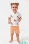 Twister Dondurma Baskılı Yuvarlak Bisiklet Yaka Kısa Kollu Esnek Kumaş Alt Üst Takım T-shirt Şort  6-24 Aylık 2-6 Yaş