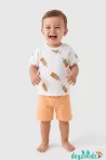 Twister Dondurma Baskılı Yuvarlak Bisiklet Yaka Kısa Kollu Esnek Kumaş Alt Üst Takım T-shirt Şort  6-24 Aylık 2-6 Yaş