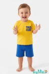 True Power Baskılı Yuvarlak Bisiklet Yaka Kısa Kollu Esnek Kumaş Alt Üst Takım T-shirt Şort  6-9-12-18-24 Aylık 2-3-4-5-6 Yaş