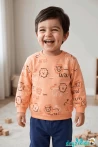 Kürklü Aslan Baskılı  Lacivert Altlı 2 İp Alt Üst Takım  24 Aylık 2-3-4-5-6- Yaş