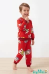 İtfaiyeci Köpek Resim Baskılı Çizgi Karakter Pijama Takımı 1-2-3-4-5 Yaş