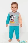 Lıvıng My Best Lıfe  Mıckey Mouse Baskılı Kolları Renkli  2 İp Alt Üst Takım 6-9-12-18-24 Aylık - 1-2- Yaş