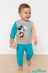 Lıvıng My Best Lıfe  Mıckey Mouse Baskılı Kolları Renkli  2 İp Alt Üst Takım 6-9-12-18-24 Aylık - 1-2- Yaş