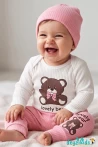 Love Ly Bear Çıtçıtlı Badili Şapkalı Alt Üst Takım 3'lü 9-12-18 Aylık