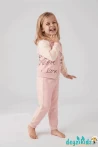 Love Baskılı 3'lü Kapşonlu Çeketli sweatshirt Eşorfman Altı 2-3-4-5 Yaş