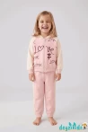 Love Baskılı 3'lü Kapşonlu Çeketli sweatshirt Eşorfman Altı 2-3-4-5 Yaş