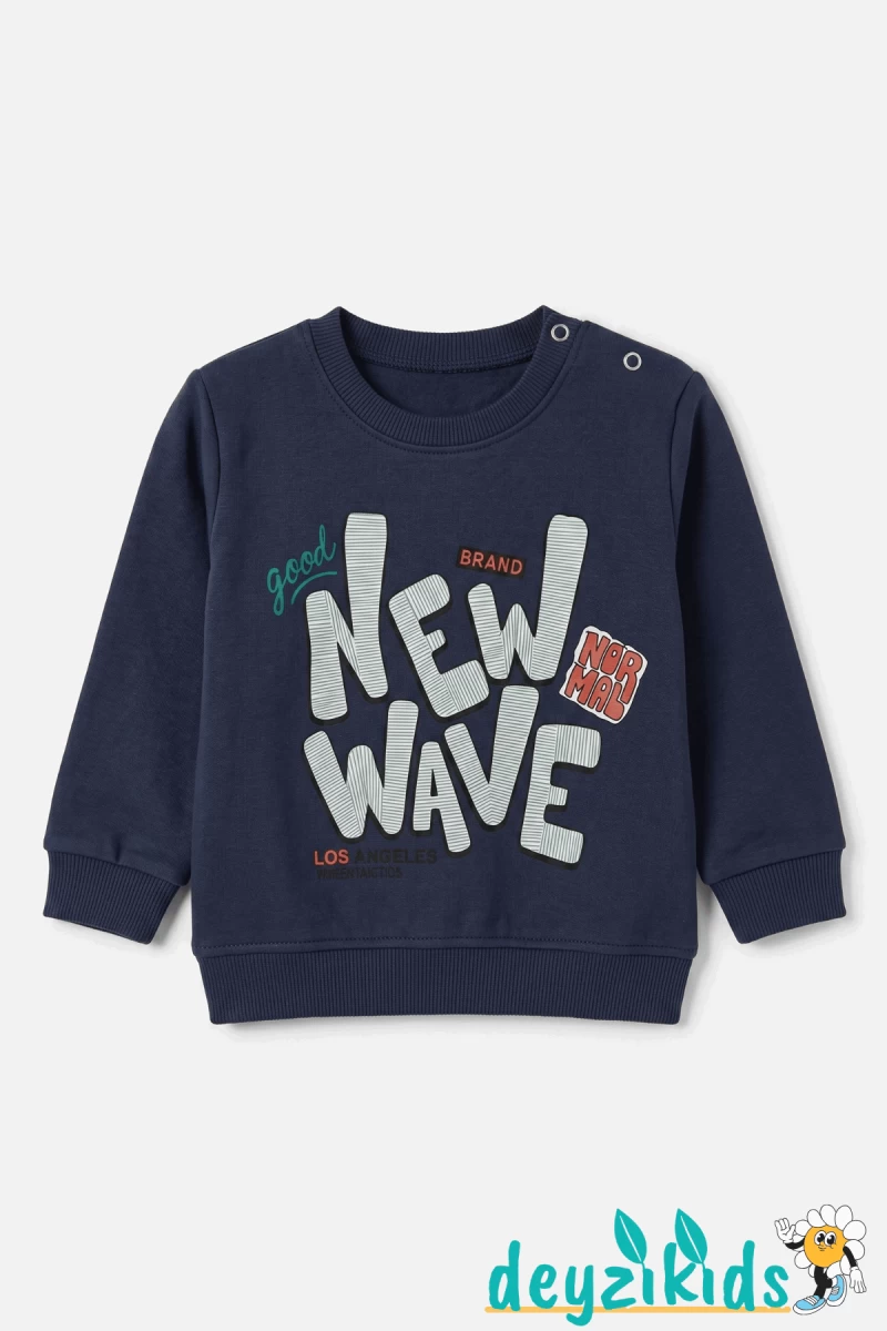 New Wave Baskılı ve Baskılı Yelekli Alt Üst 3'lü Takımı 9-18-24 Aylık 3-4-5 Yaş