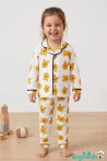 Winne Pooh Ayıcıklı Önden Düğmeli Bebek ve Çocuk Pijama Takımı 9-12-18-24-36 Aylık 2-3-4-5-6 Yaş