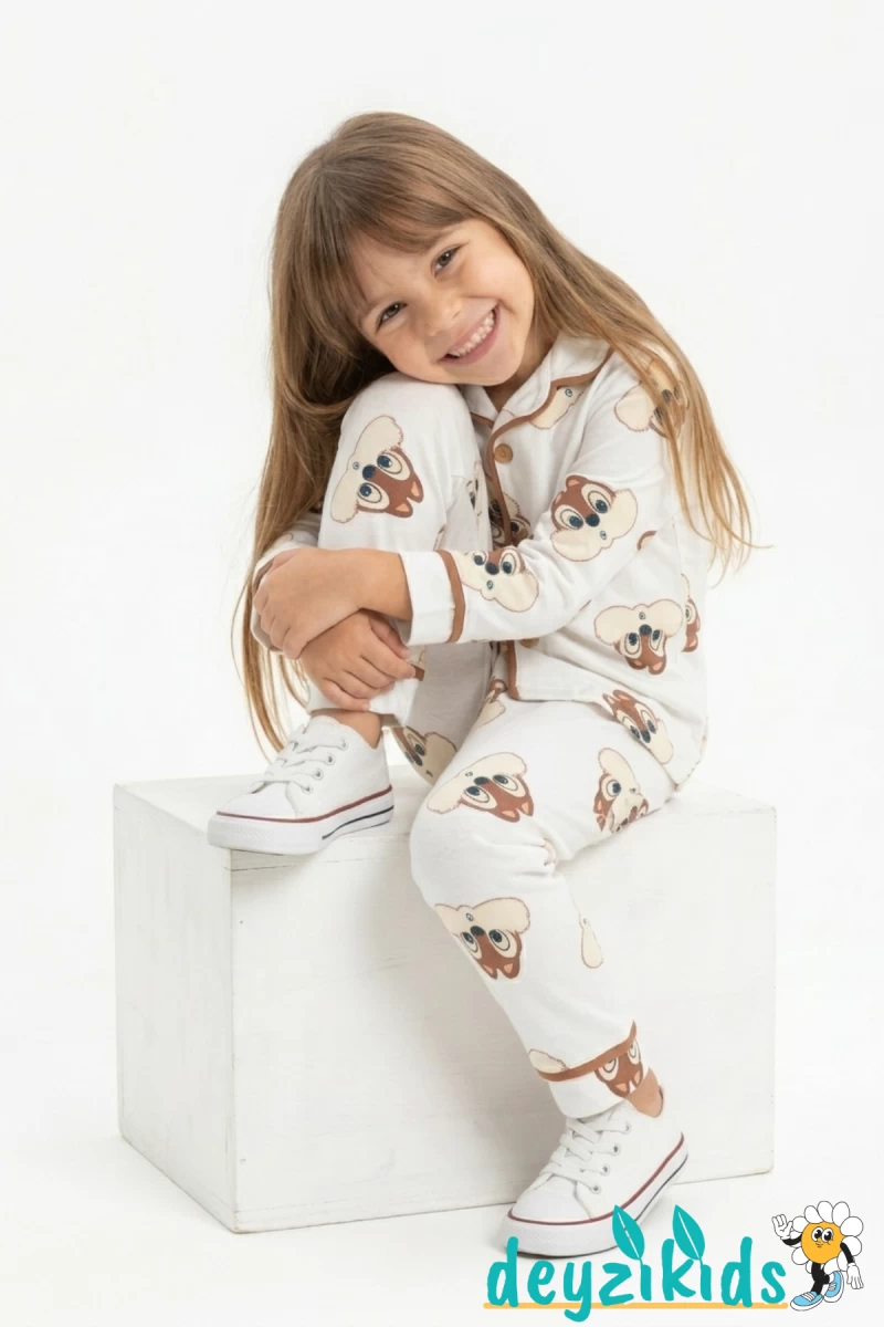 Sincap Baskılı Önden Düğmeli Bebek ve Çocuk Pijama Takımı 9-12-18-24-36 Aylık 2-3-4-5-6 Yaş