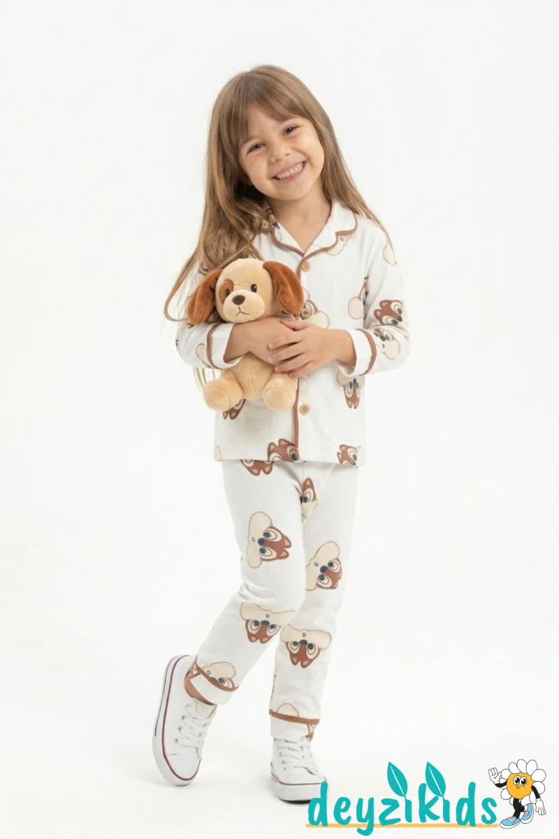 Sincap Baskılı Önden Düğmeli Bebek ve Çocuk Pijama Takımı 9-12-18-24-36 Aylık 2-3-4-5-6 Yaş