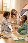 Sincap Baskılı Önden Düğmeli Bebek ve Çocuk Pijama Takımı 9-12-18-24-36 Aylık 2-3-4-5-6 Yaş