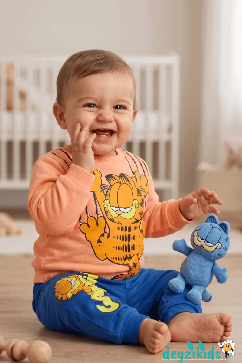 Garfield Baskılı 2 İp Alt Üst Takım 6-9-12-18-24 Aylık - 1-2- Yaş